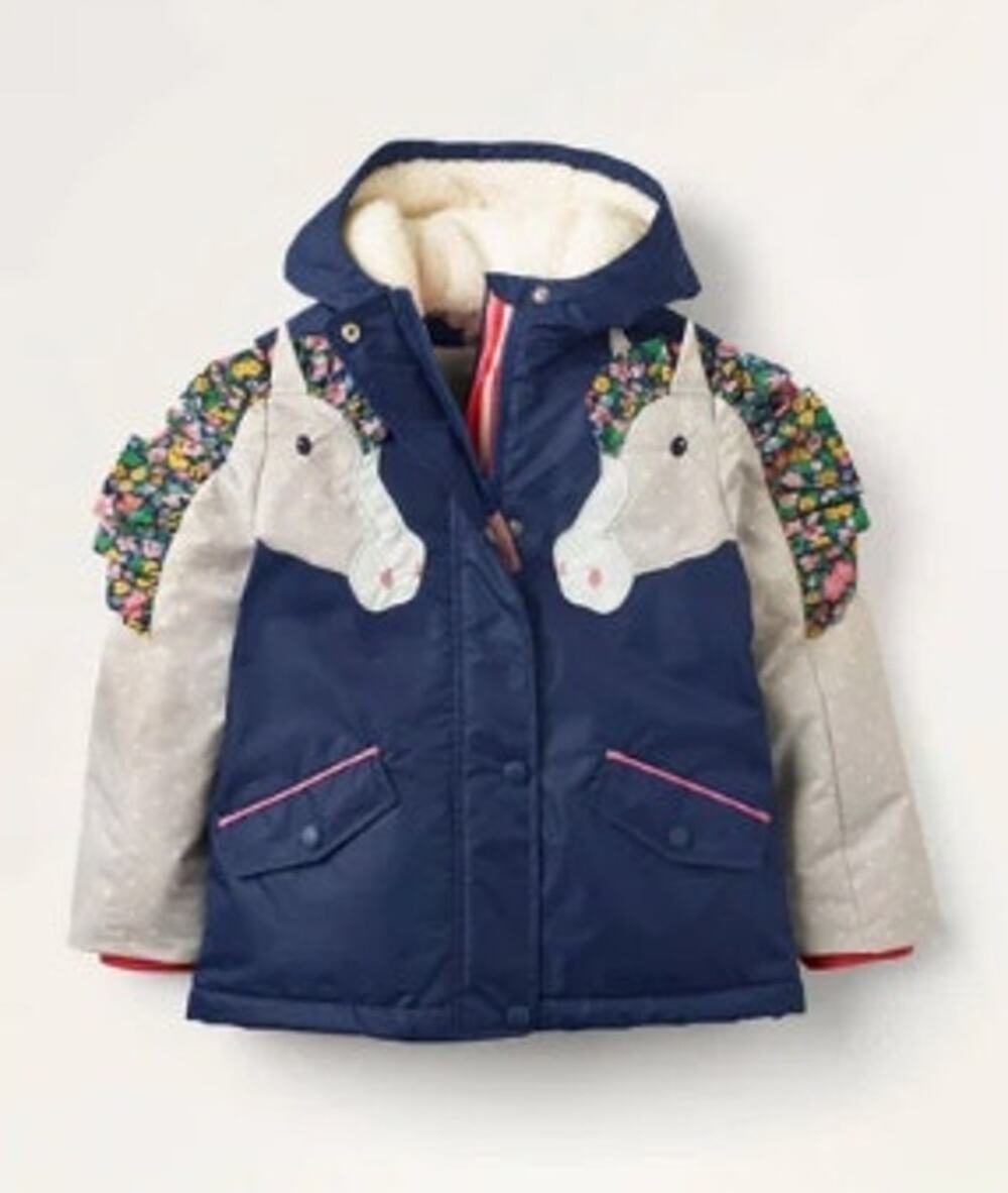 Girls Mini Boden Horse Sleeve Jacket Winter Coat Size 3y-4y